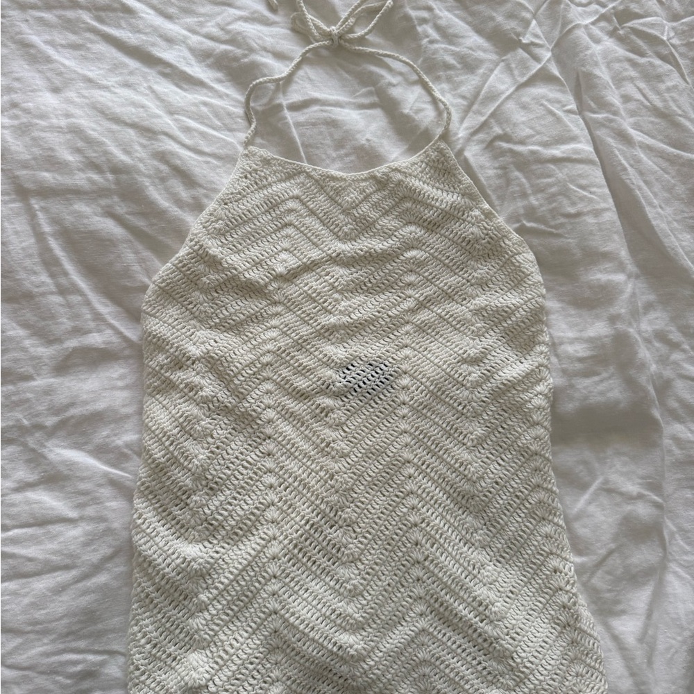 Intermix White Crochet Halter Top Small